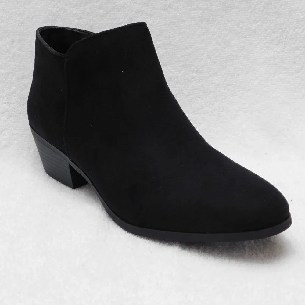 𝅺W518 Style & Co Black Women's Wileyy Ankle Booties - Faux Suede